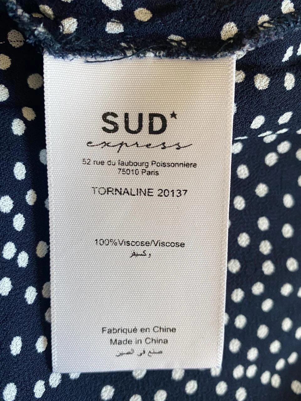Sud Express Tornaline blouse size 38 navy blue with white polka dots – fluid 100% viscose – photo 9